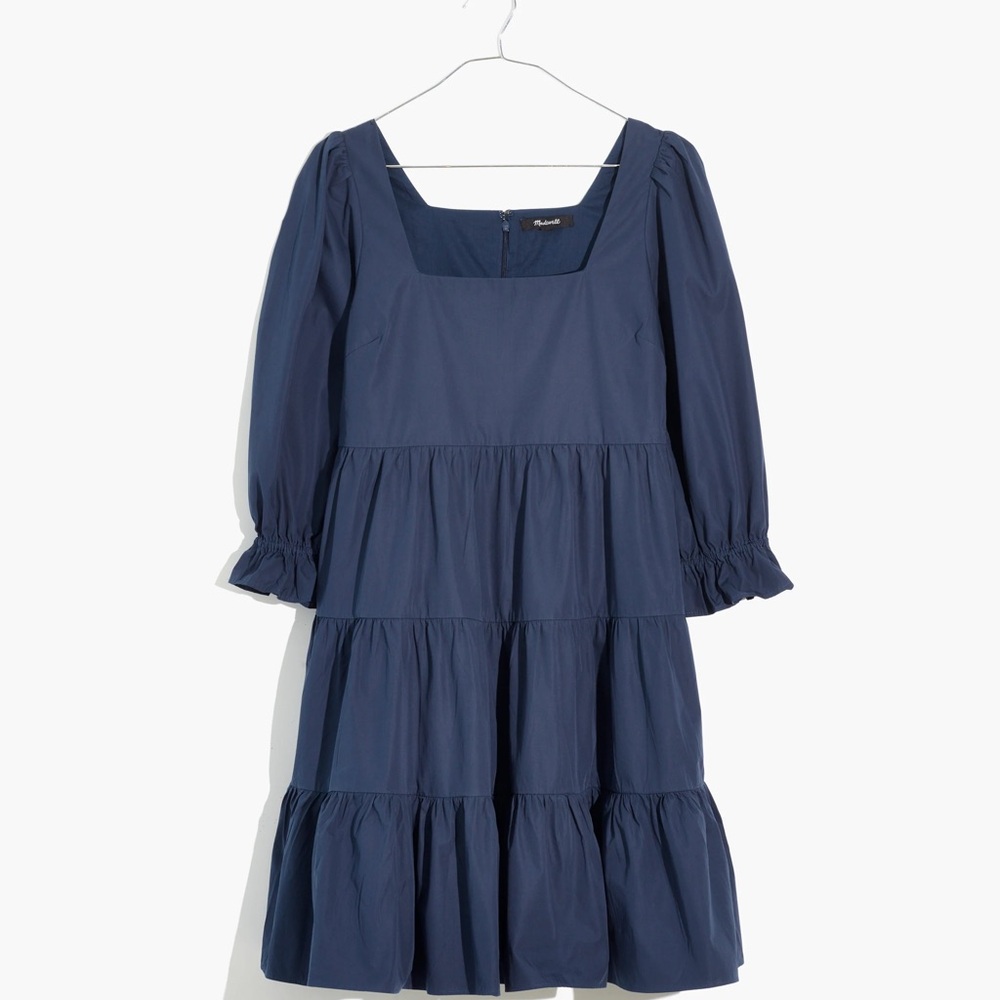 Madewell Poplin Lizzie Babydoll Dress, Navy